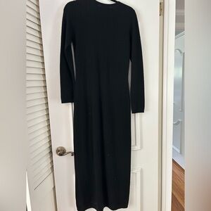 Elegant Cashmere Black Long Sleeve Dress